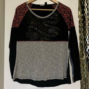 Y2K Harley Davidson Long sleeve top with lace in size medium